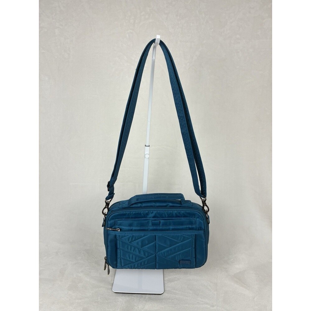 Lug Scoop Quilted Crossbody Purse Ocean Blue RFID Travel Pockets Removable Strap